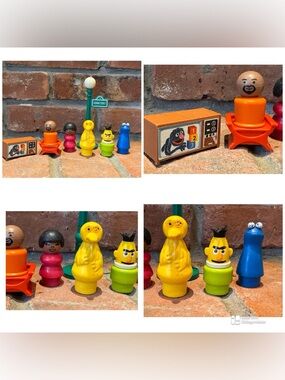 Rare  8pc Lot VTG Fisher-Price Little People Sesame Street